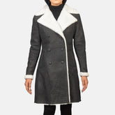 Amie Black Double Breasted Shearling Coat